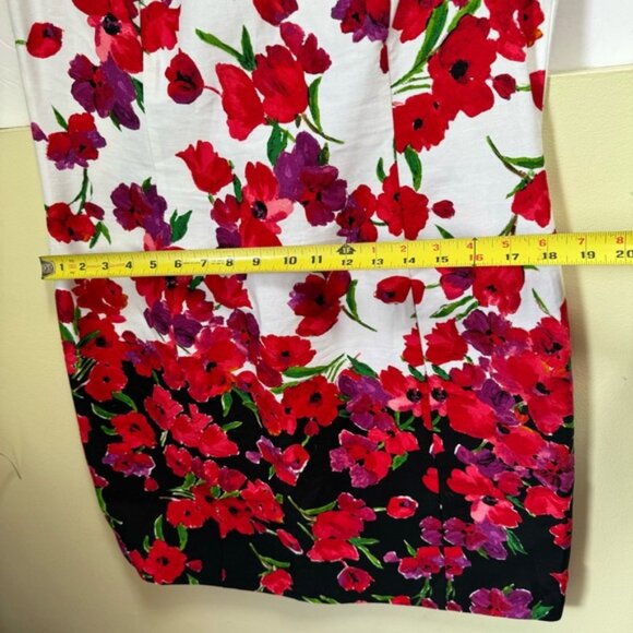 Chaps Floral Sheath Dress Cotton Sleeveless Preppy Midi Red Black White Print 12 - Picture 15 of 16